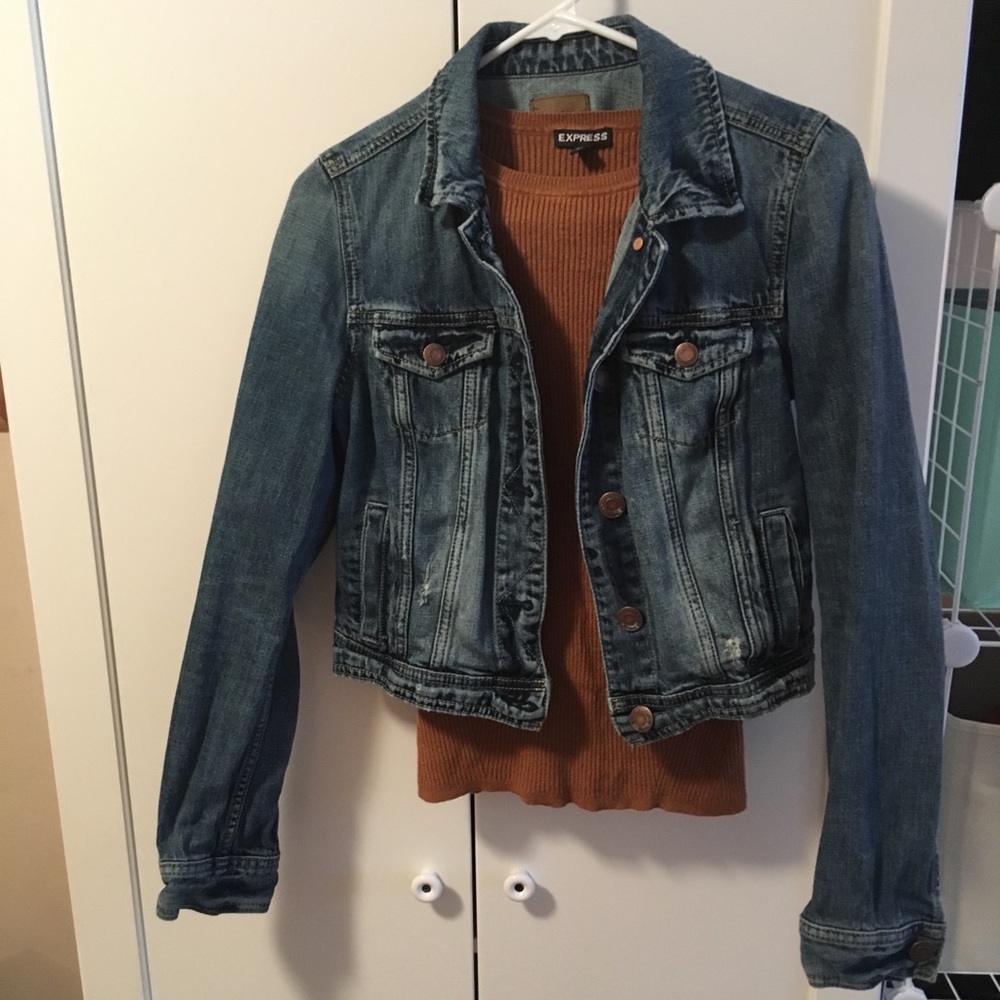 AEO Denim Jacket & Express Camel Sweater